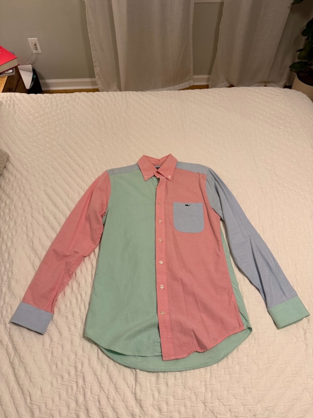 Men's Colorblock Button-Down Shirt - Pink, Mint & Light Blue